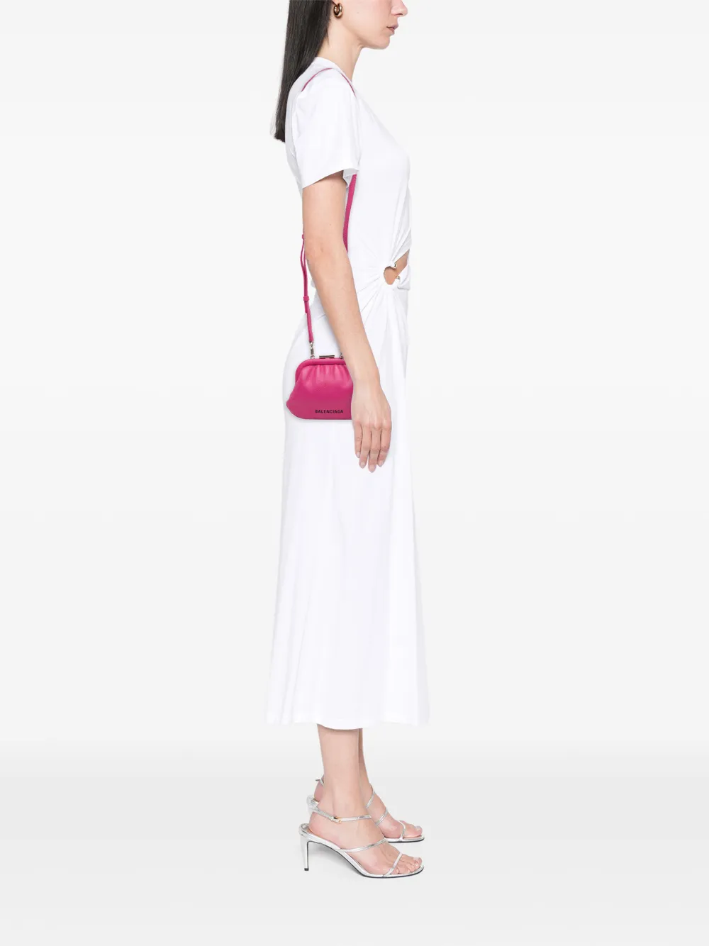  Balenciaga Pre-owned Mini Sac à Bandoulière Cloud Coin Purse On Strap En Cuir De Veau Grainé (2020) - Rose 