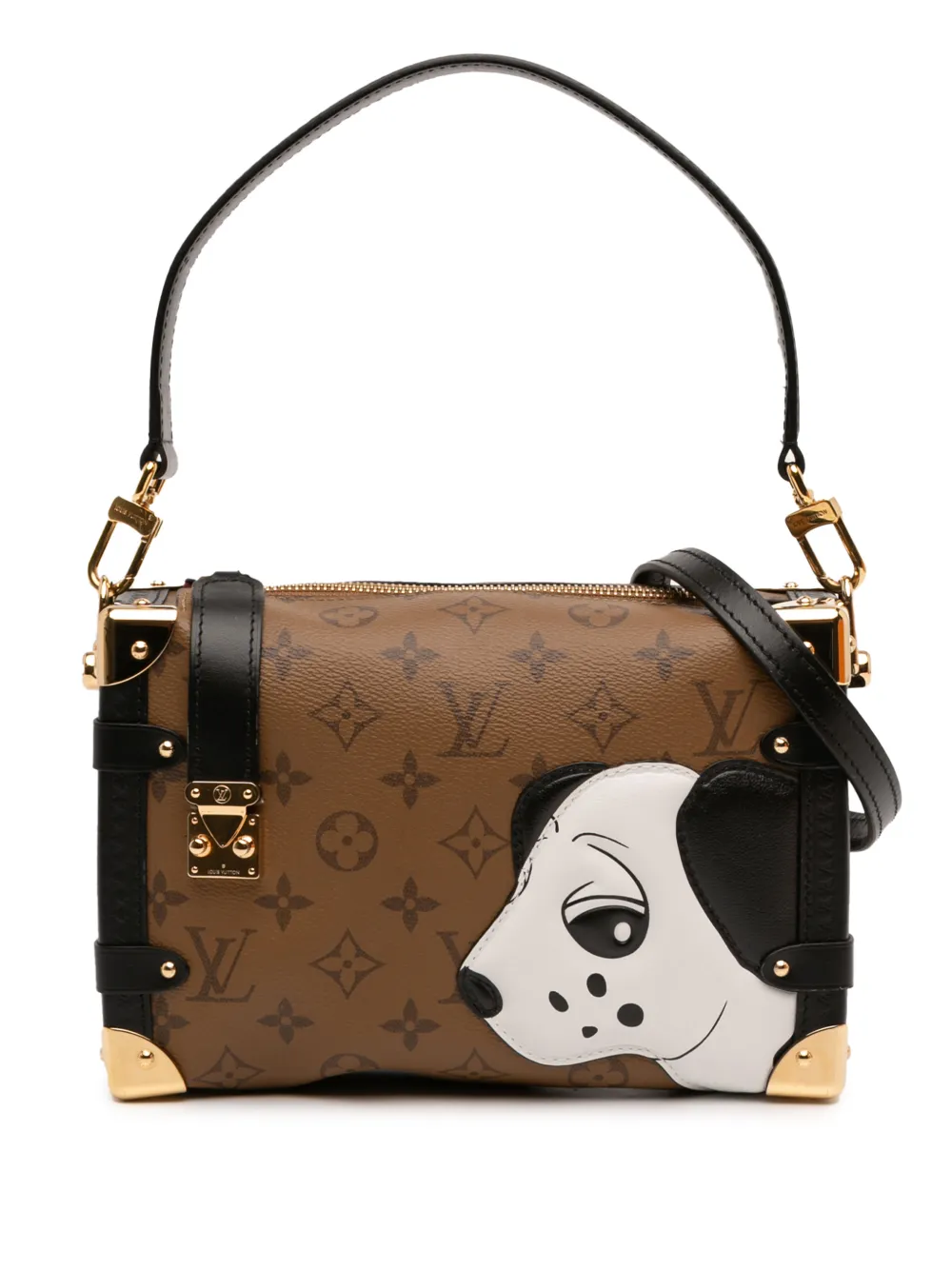 Pre-owned Louis Vuitton 2021-2026 Sun Yitian Monogram Reverse Pup Side Trunk Mm Satchel In Brown