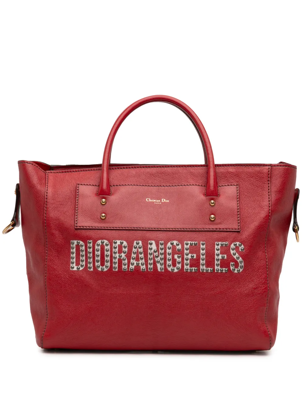 Christian Dior Pre-Owned 2017 Studded Goatskin Diorangeles Convertible Tote satchel - Rot