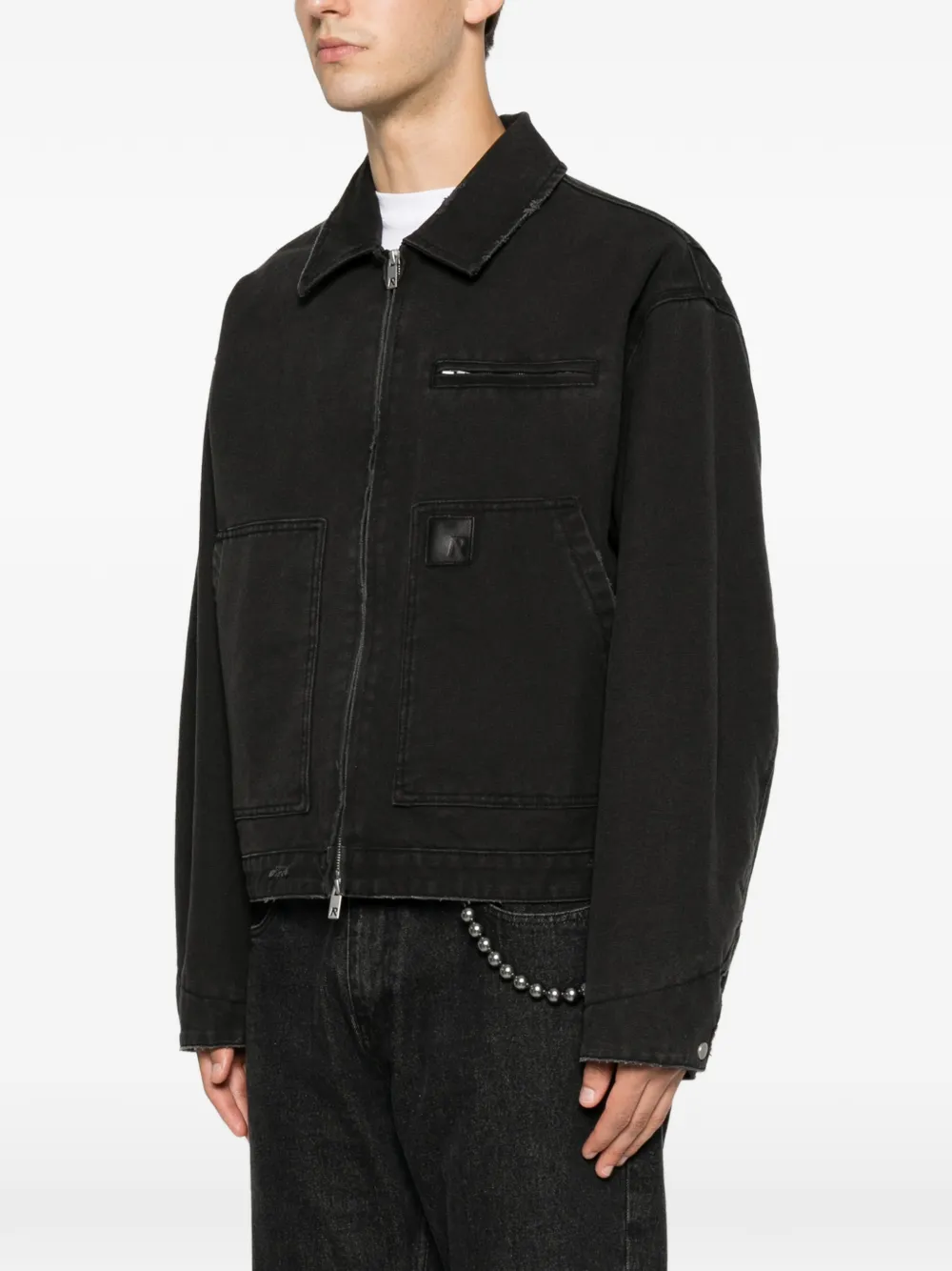 Represent Worker denim jack met gerafeld effect Zwart