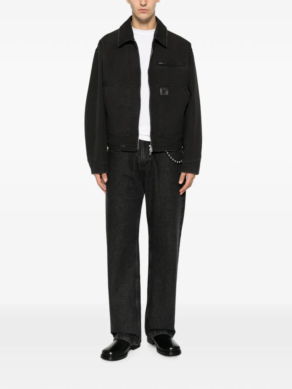 Represent Worker denim jack met gerafeld effect Zwart