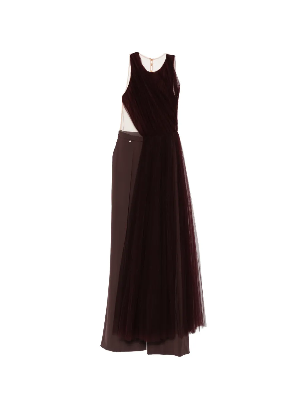 Elisabetta Franchi x Pronovias pleated tulle-overlay jumpsuit - Rosso