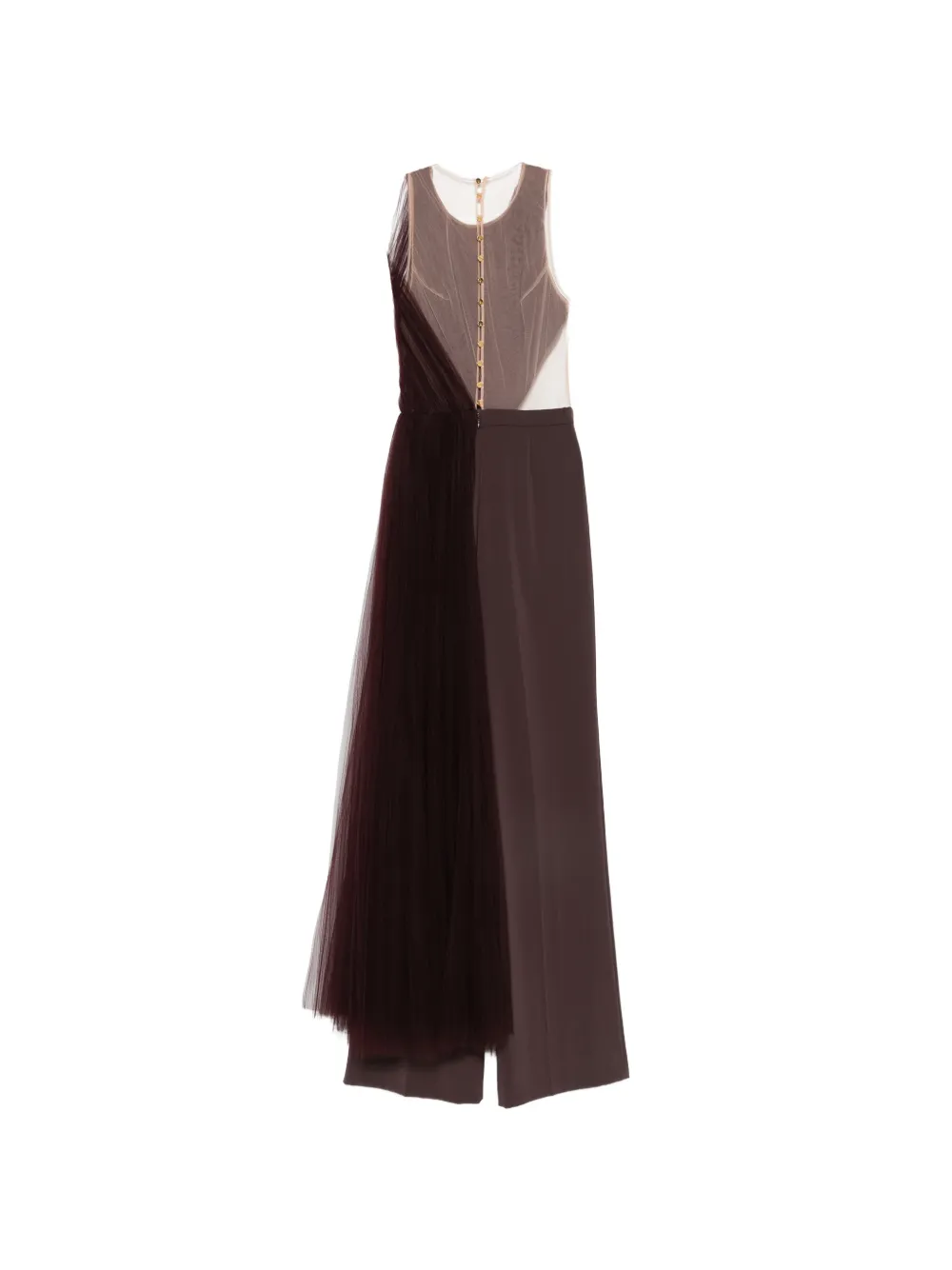 Elisabetta Franchi x Pronovias geplooid jumpsuit met tulen laag Rood