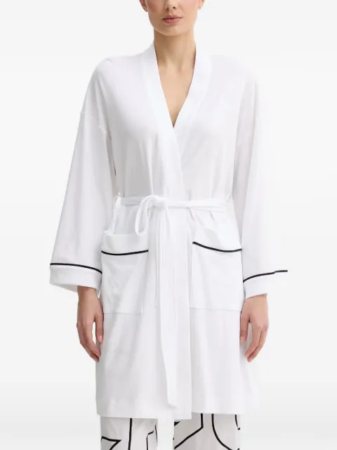 DKNY logo-embroidered contrast-trim robe