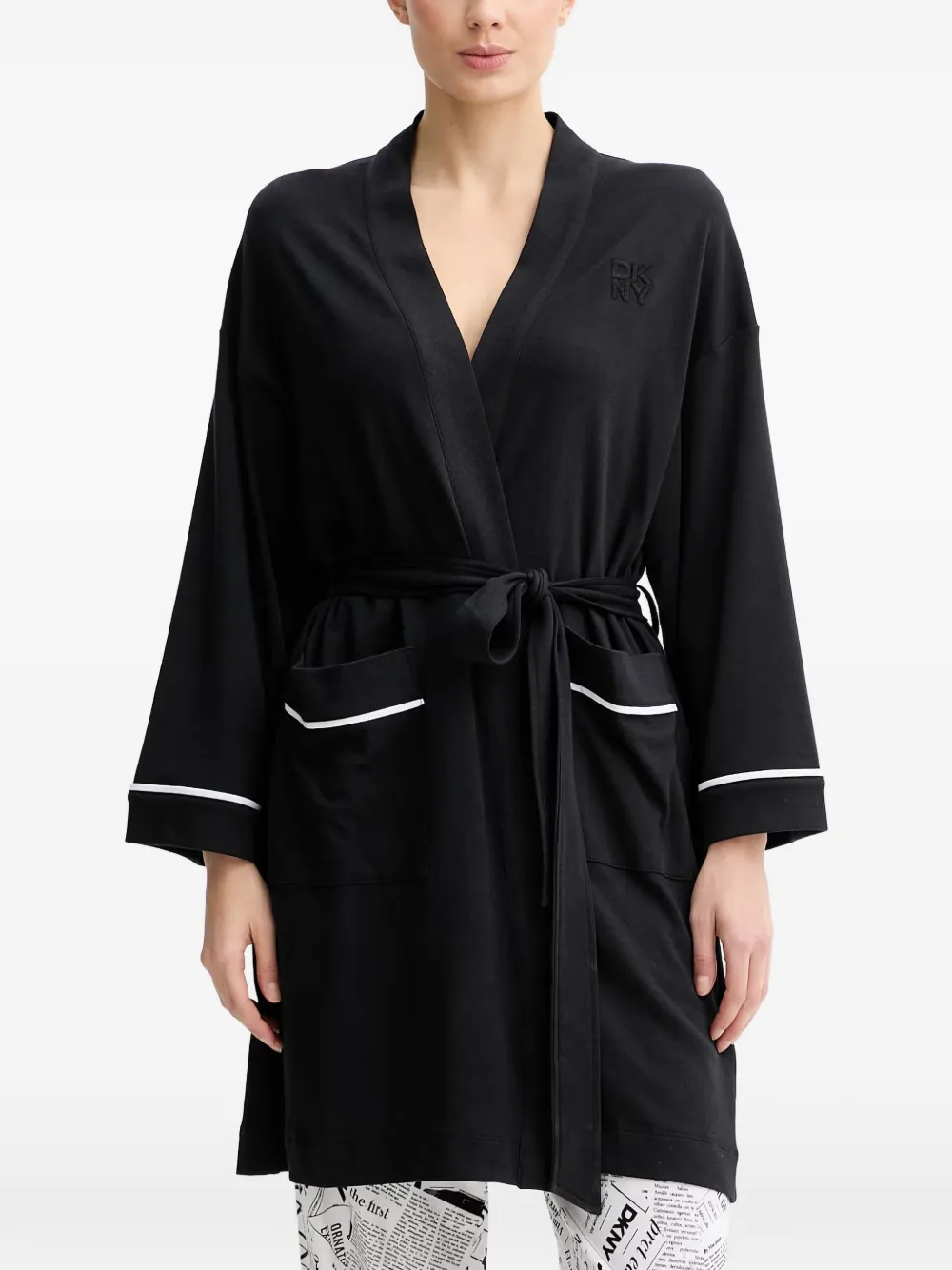 DKNY tie-fastening robe - Schwarz
