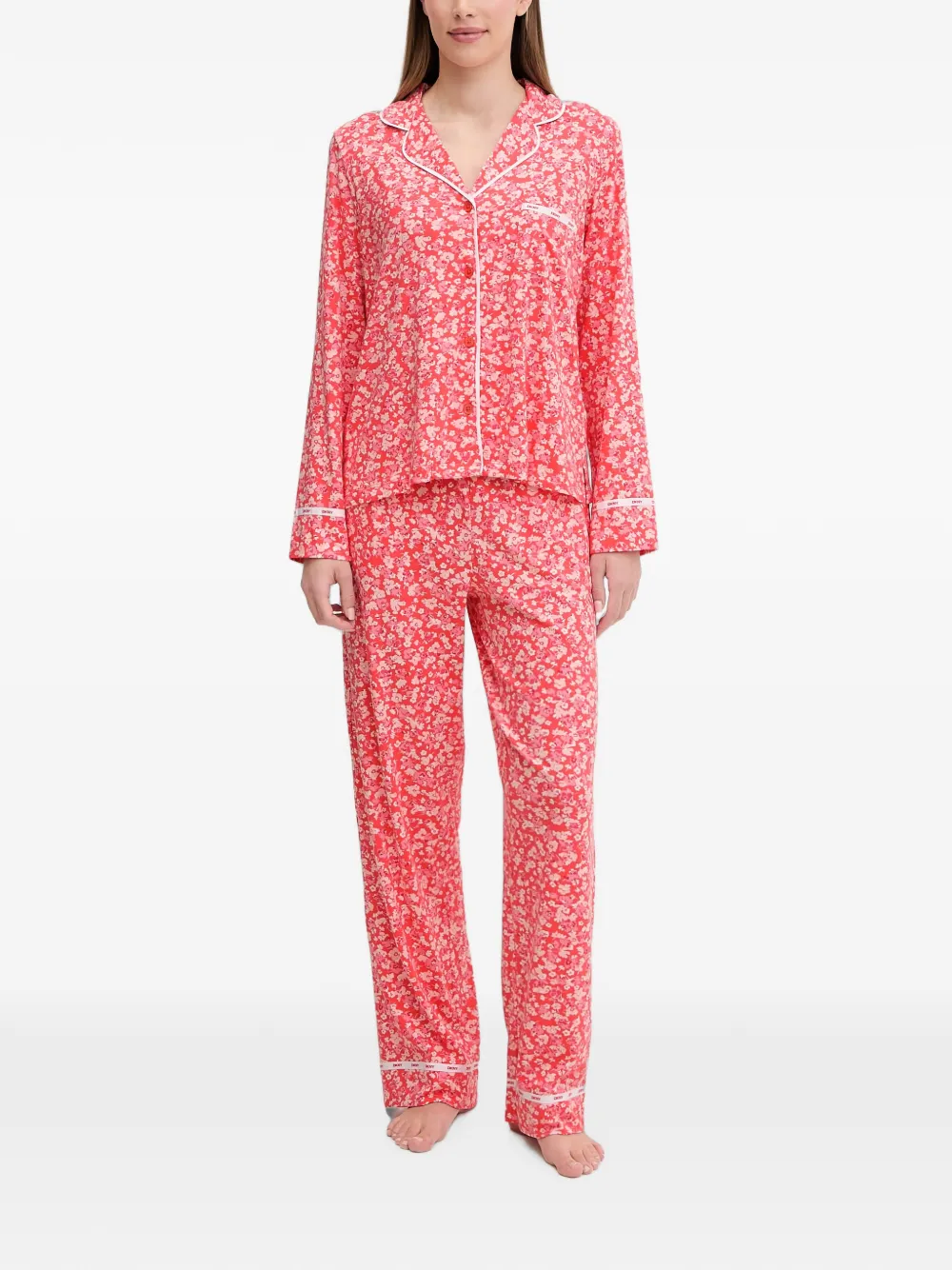 DKNY floral-print pajama set - Orange