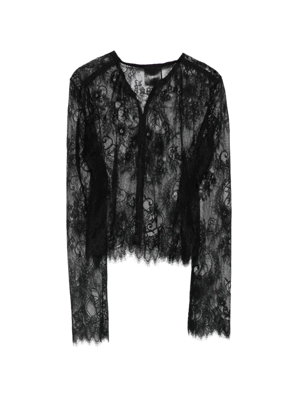 Alchemy x Lia Aram button-up blouse met bloemenkant Zwart