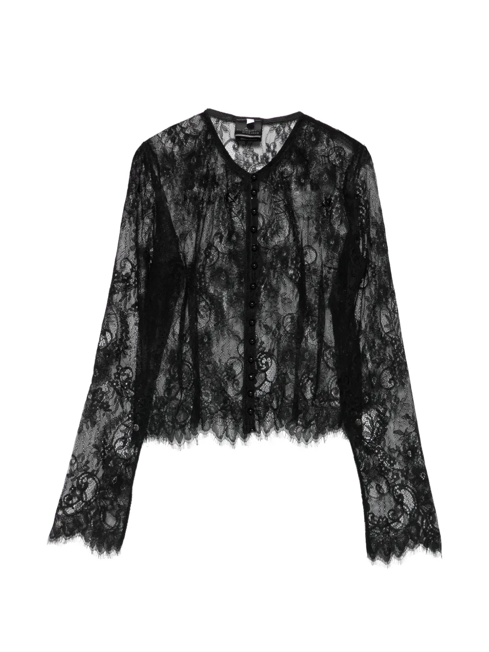 Alchemy x Lia Aram floral-lace button-up blouse - Nero
