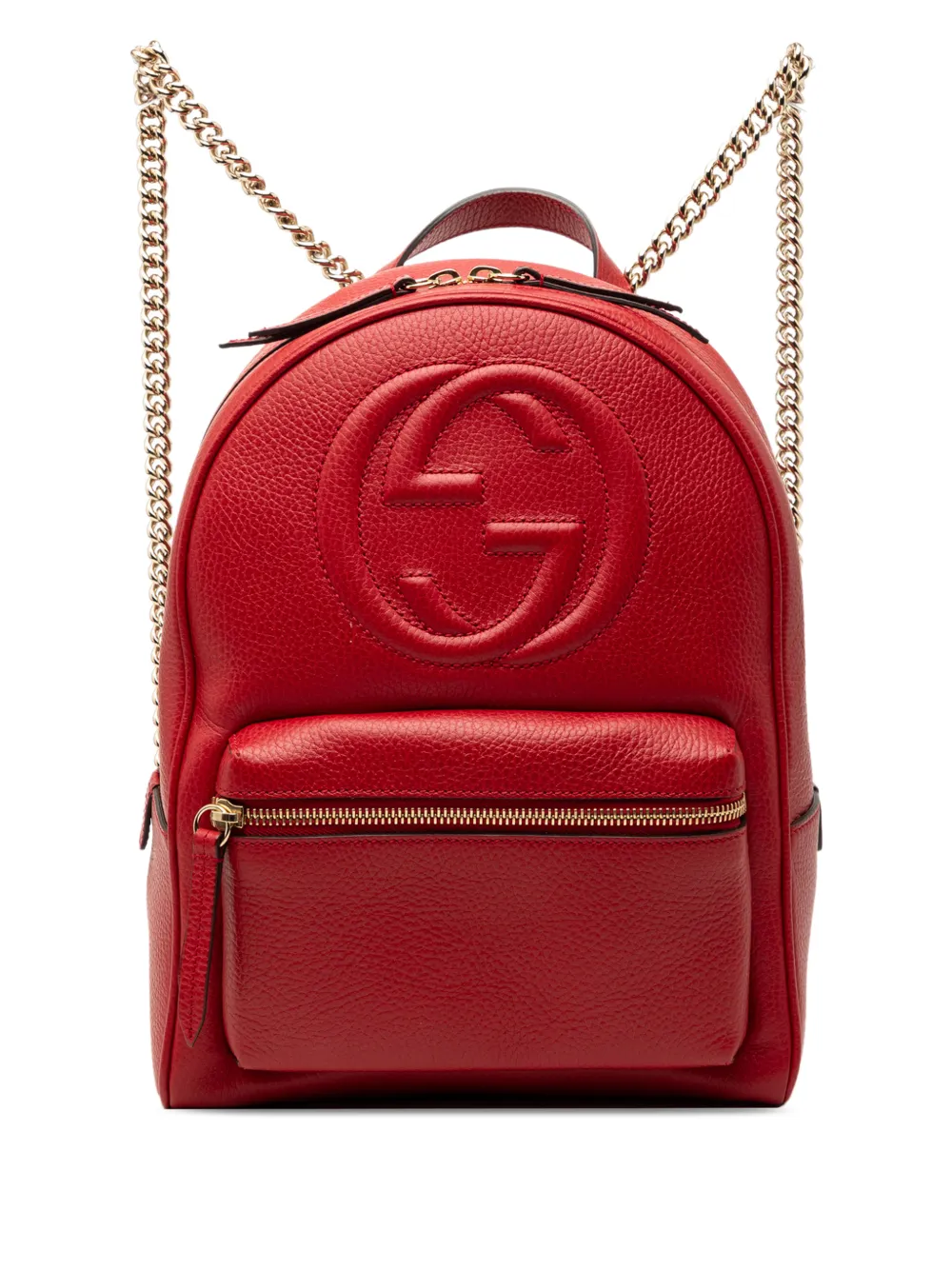 Gucci Pre-Owned 2000-2015 Pebbled Calfskin Soho Chain backpack - Rosso