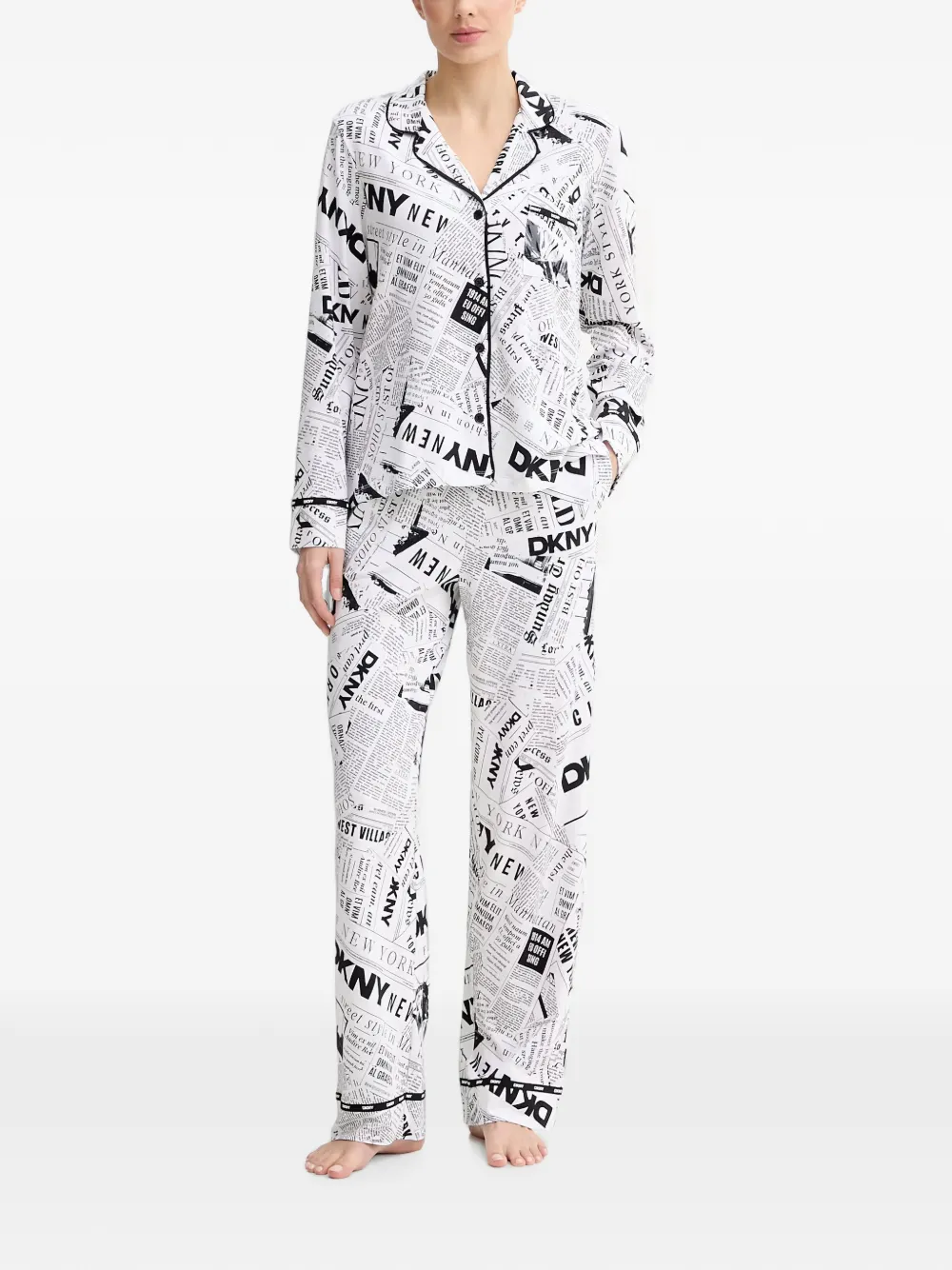 DKNY newspaper-print pajama set - Weiß