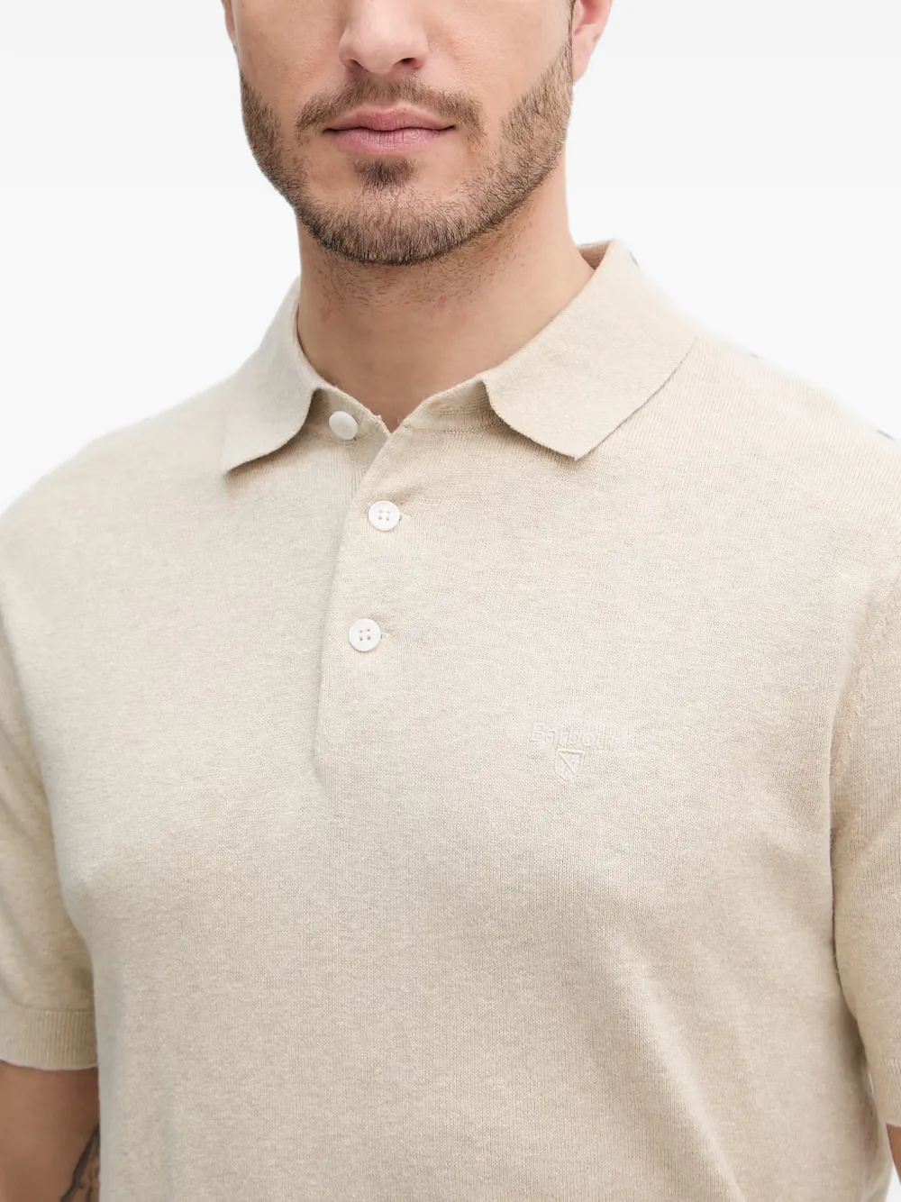 Barbour Muston poloshirt met geborduurd logo Beige