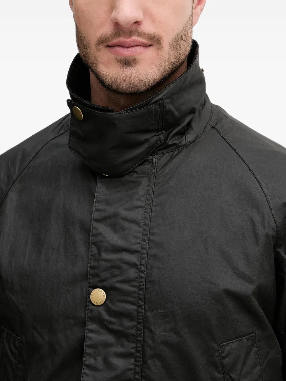 Barbour Stratford jack van gewaxt katoen met ribfluwelen kraag Groen