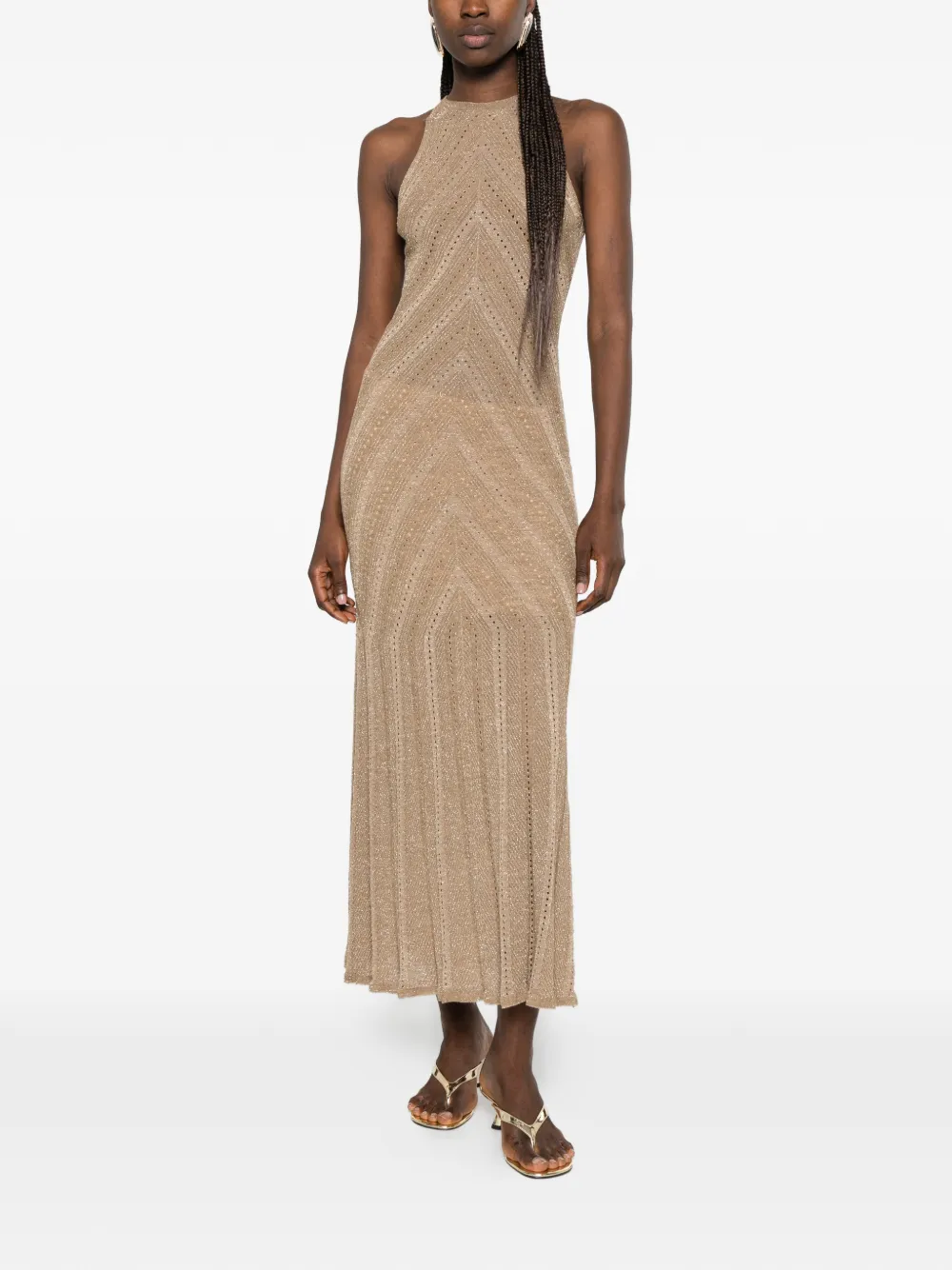 TWINSET Linnen gebreide jurk met lurex Goud