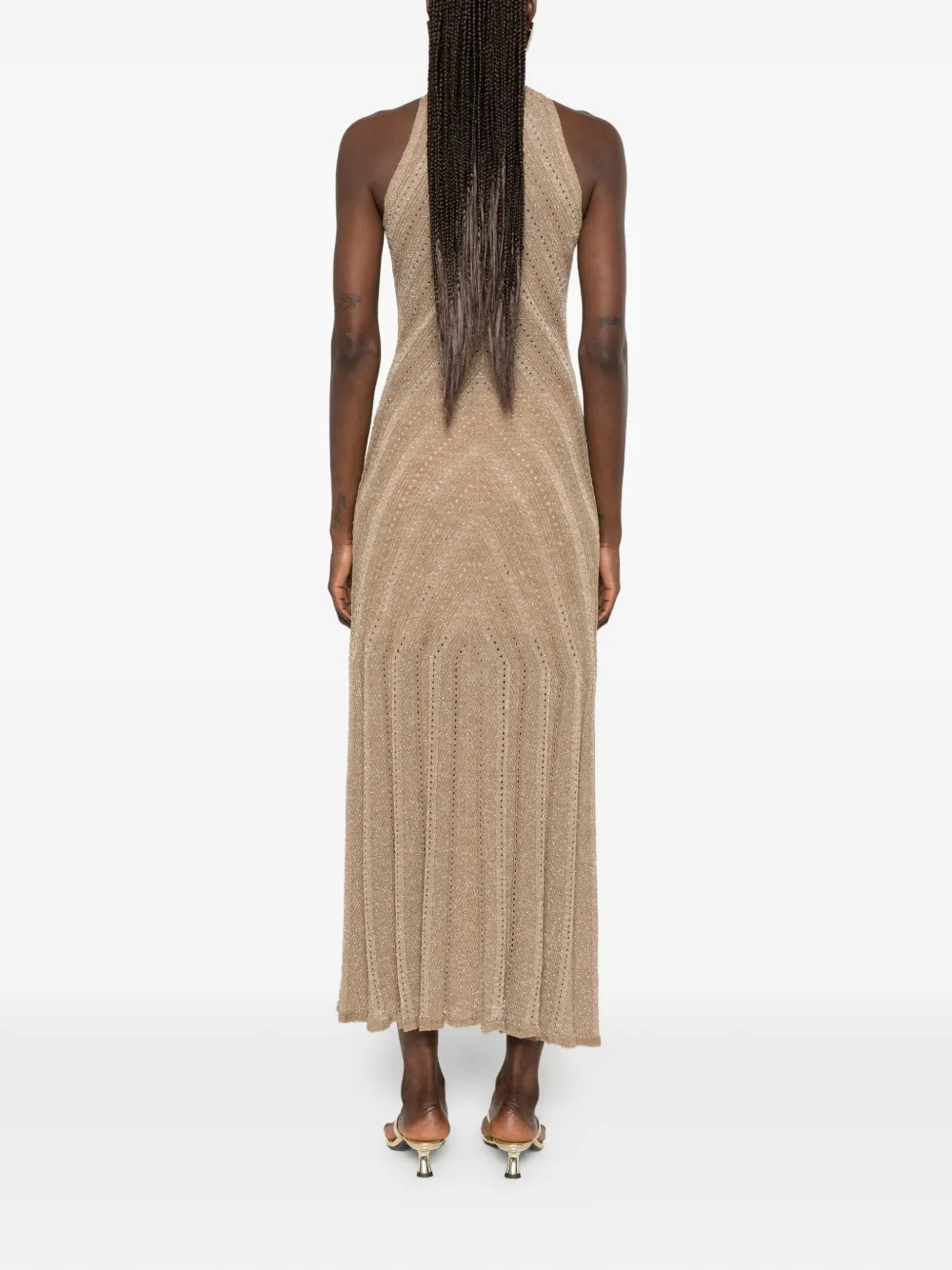 TWINSET Linnen gebreide jurk met lurex Goud