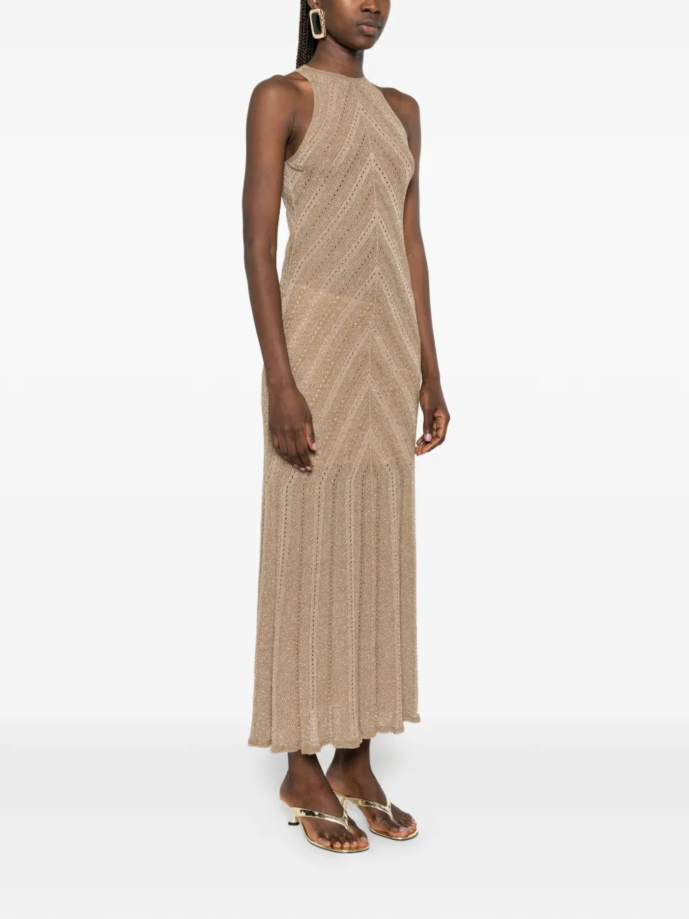 TWINSET Linnen gebreide jurk met lurex Goud