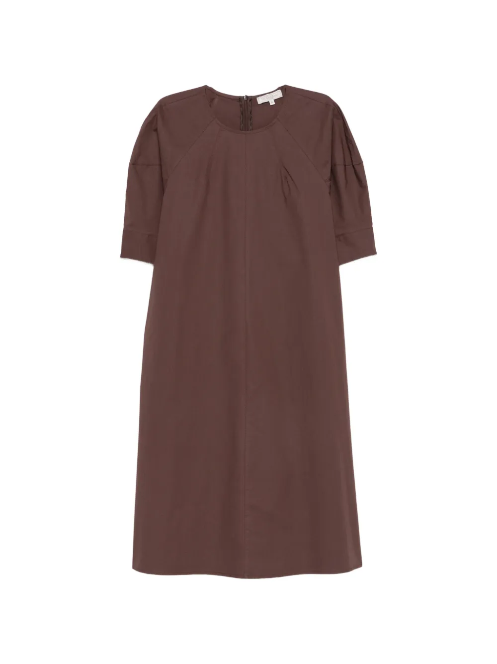 Antonelli pleated-detail short-sleeve dress - Marrone