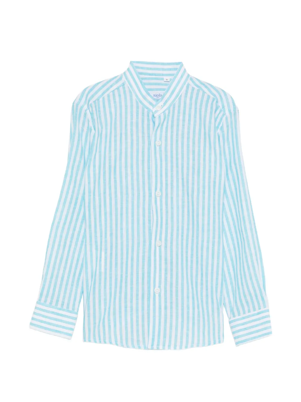 Siola striped band-collar shirt - Blue