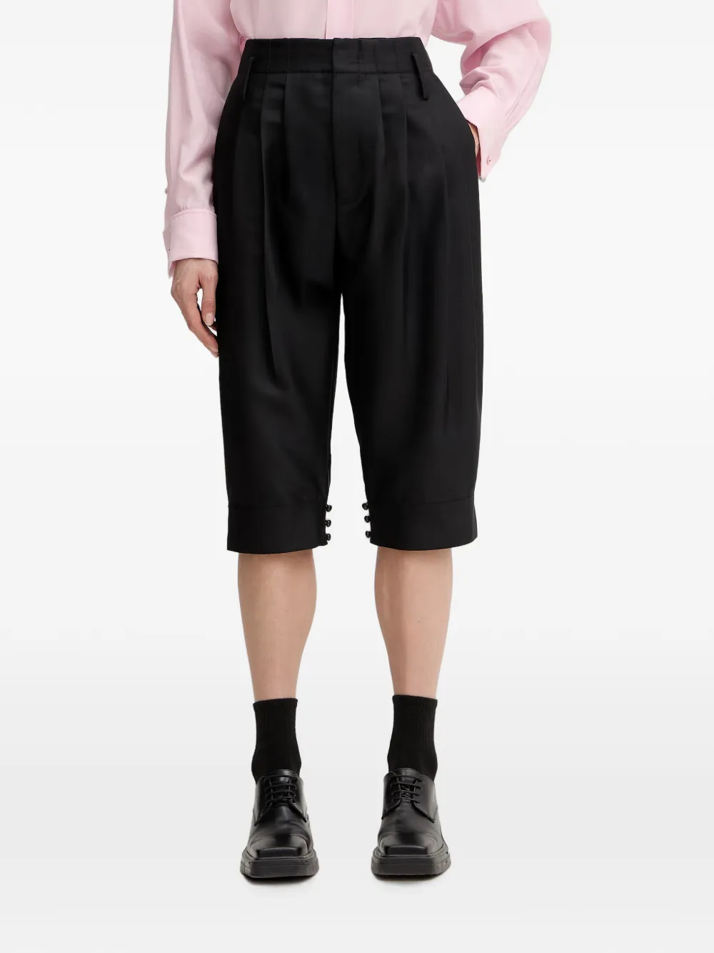 Kenzo pleated button-cuff shorts - Black