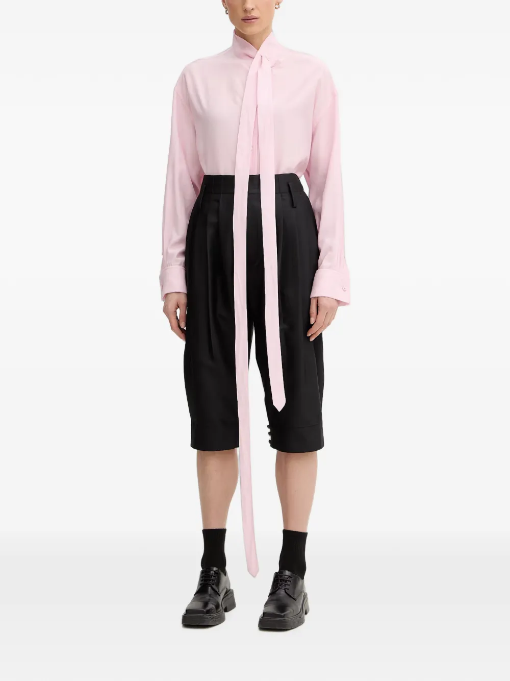 Kenzo Geplooide shorts met knoopmanchetten Zwart