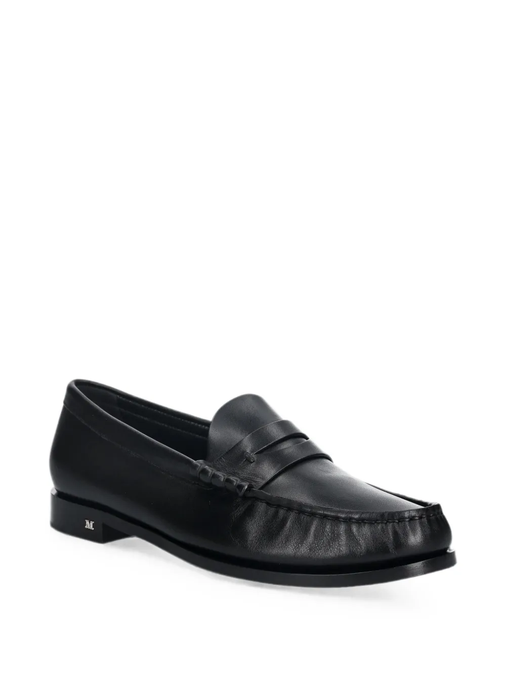 Max Mara Leren loafers met logoplakkaat Zwart