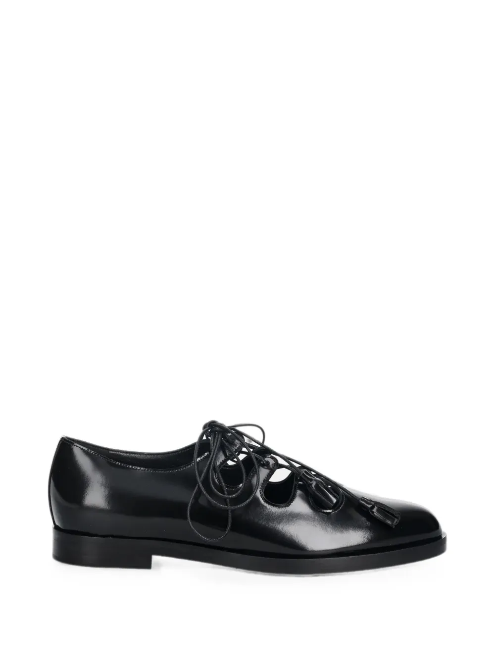 Max Mara tassel-detail lace-up flat shoes - Nero