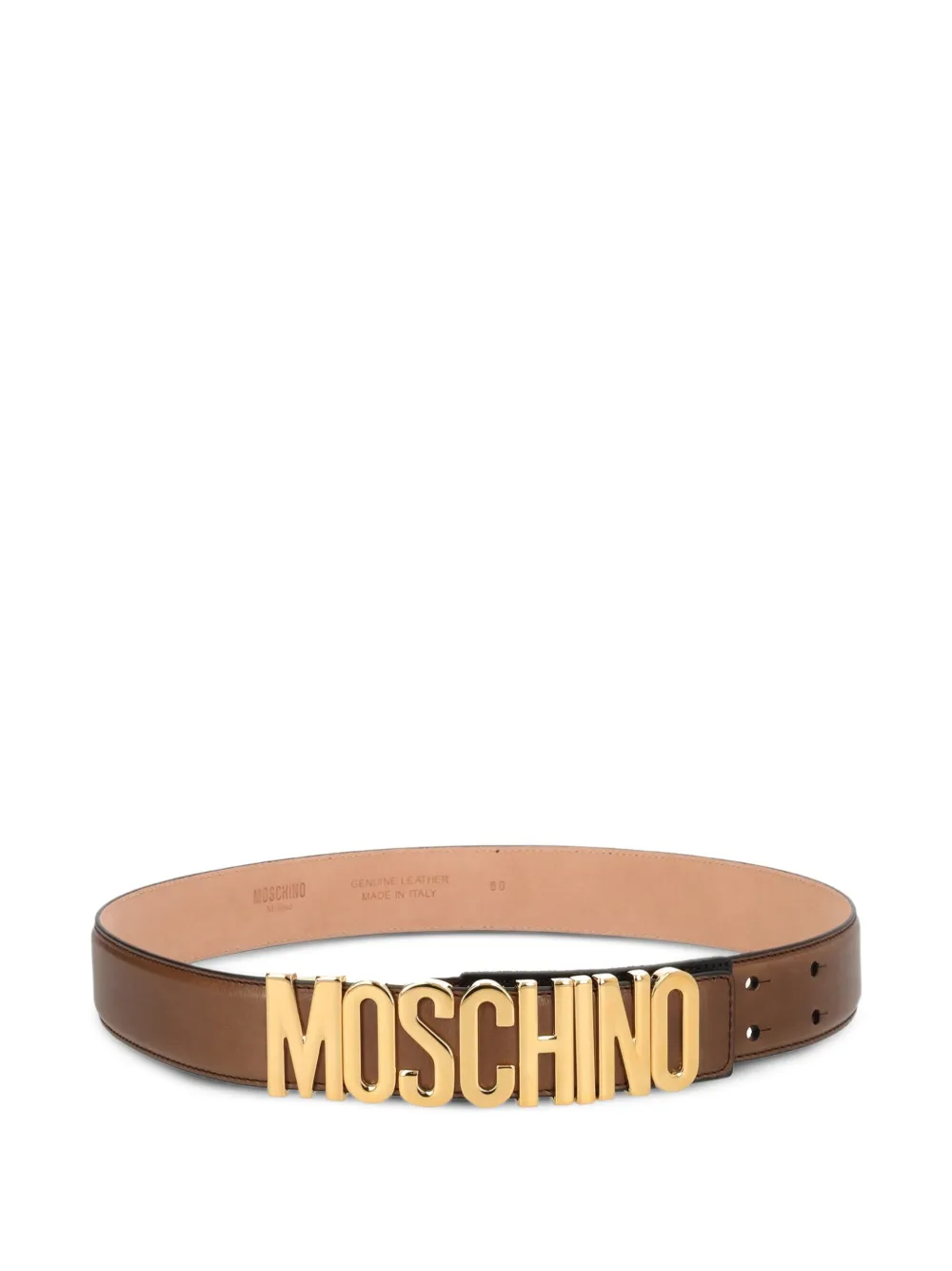 Moschino logo-lettering leather belt - Marrone