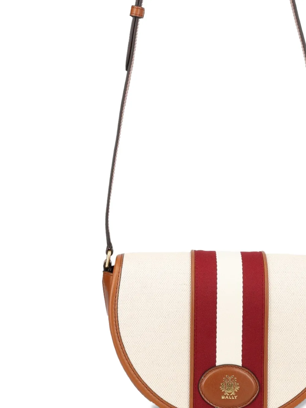 Bally Schoudertas met leren afwerking en streepdetail Beige