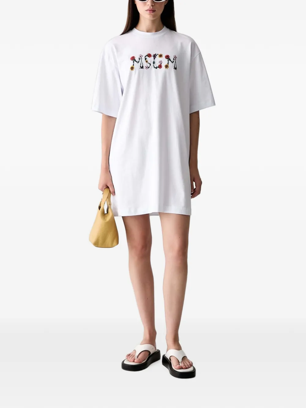 MSGM Mini-jurk met geborduurde bloemen Wit