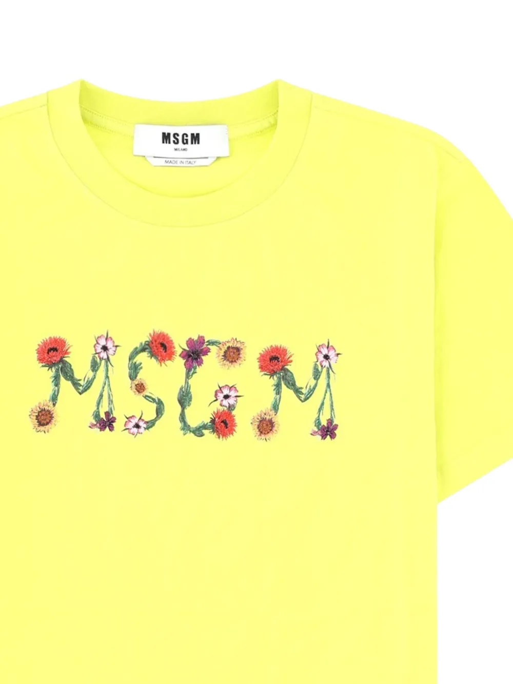 MSGM T-shirt met logo en bloemenprint Geel
