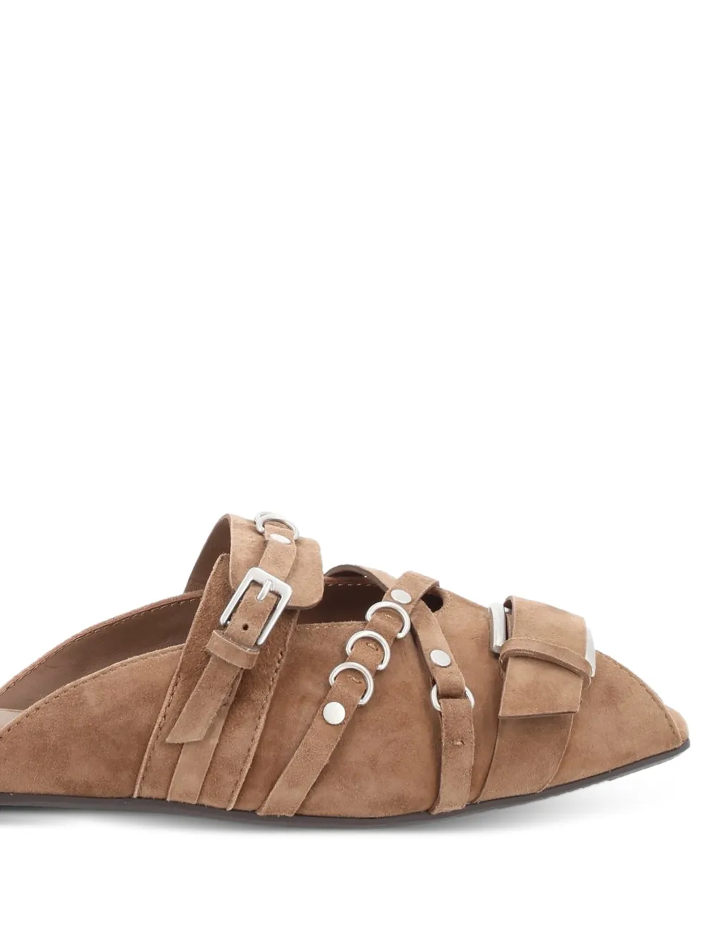 Ash buckled suede slides Beige