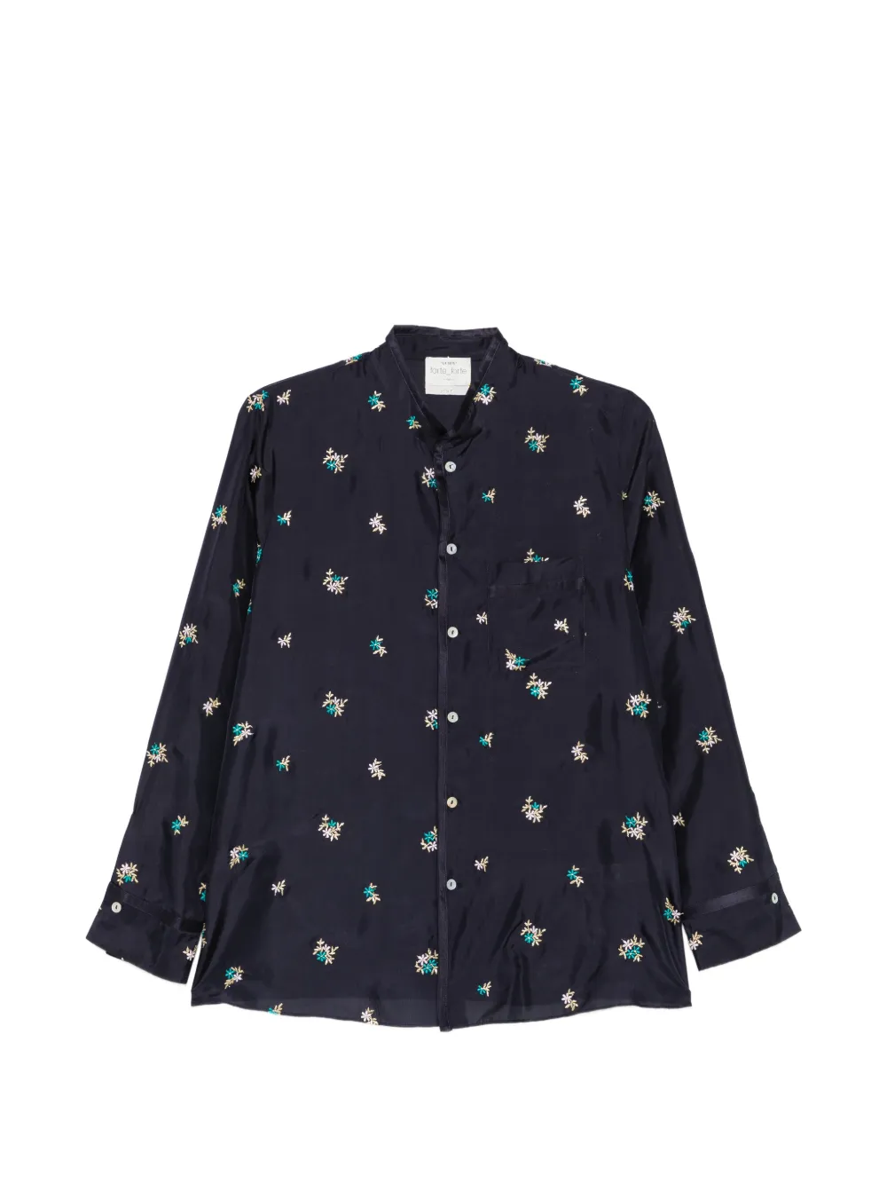 Forte Forte floral-embroidered silk shirt - Blau