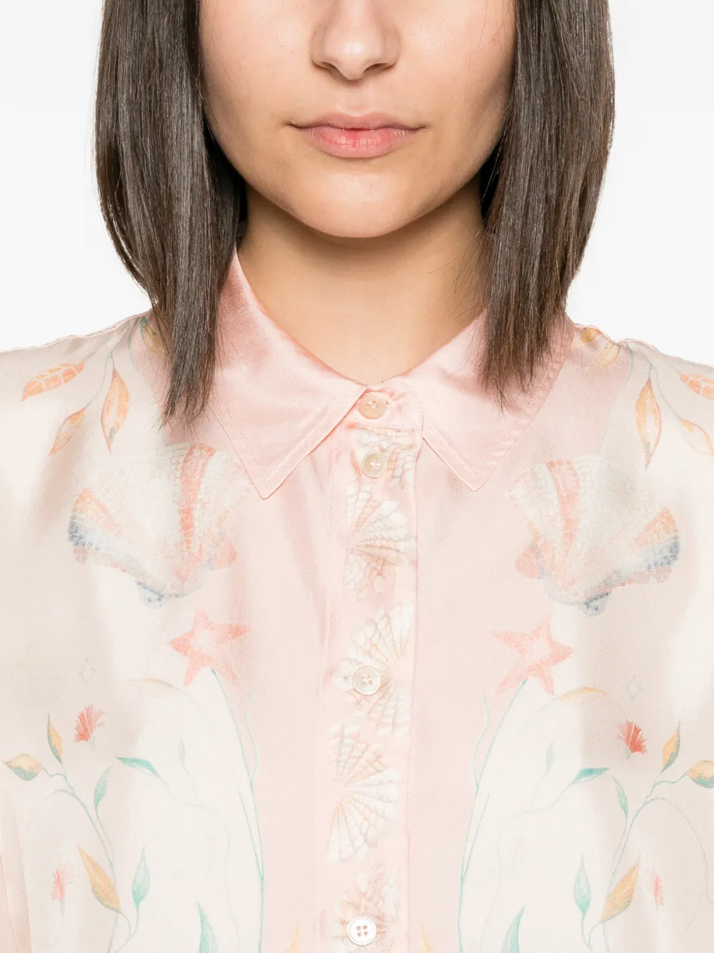 Forte Zijden blouse met bloemenprint Roze