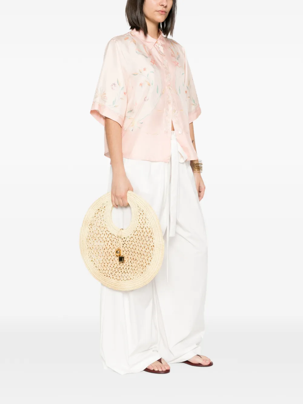 Forte Zijden blouse met bloemenprint Roze
