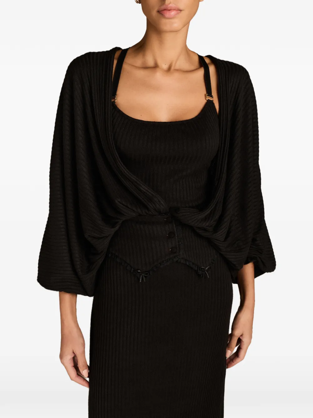 MARK-OFF Lina puff-sleeved blouse - Nero