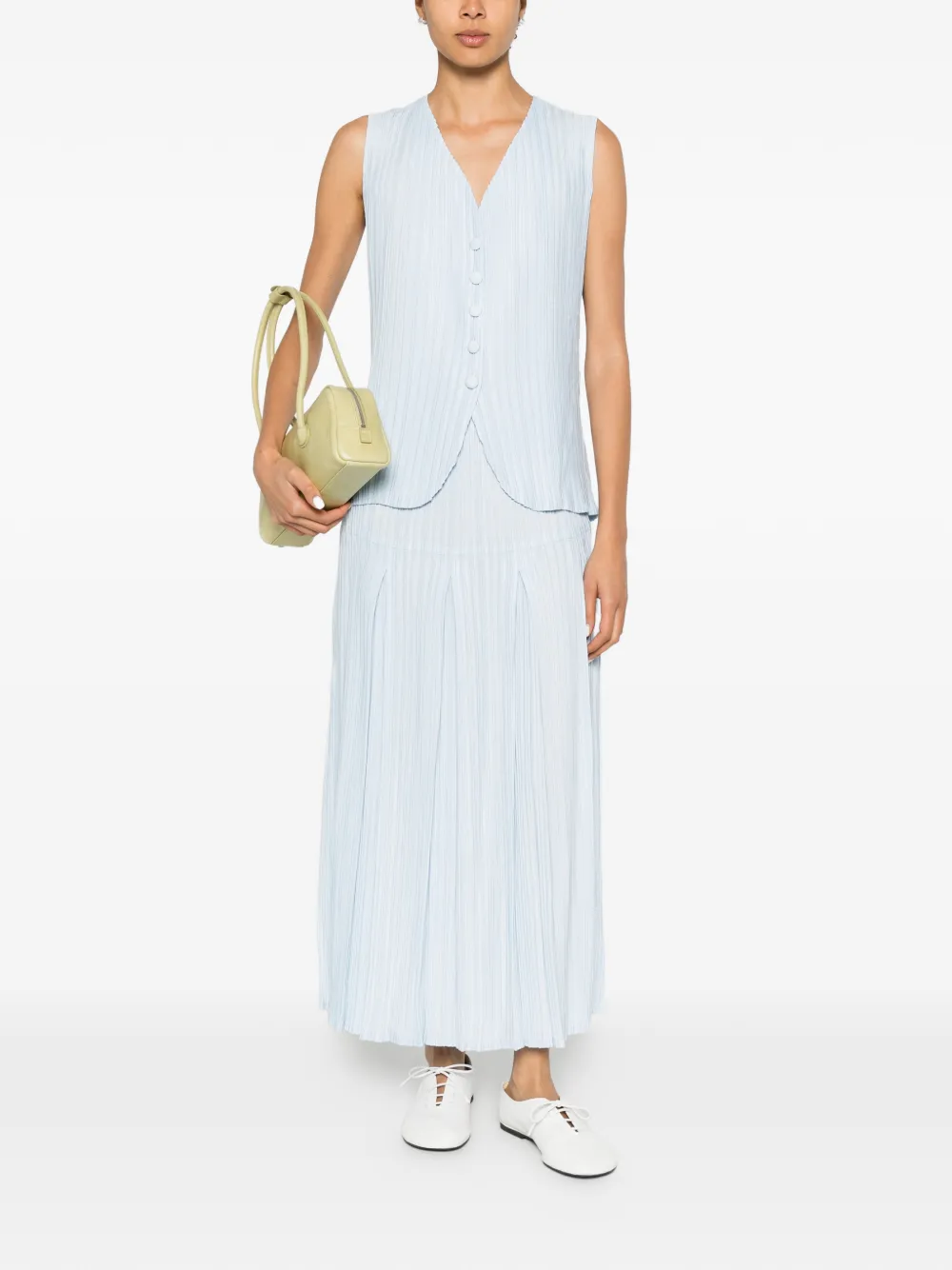  Gongdid Design Falda Midi Plisada - Azul 