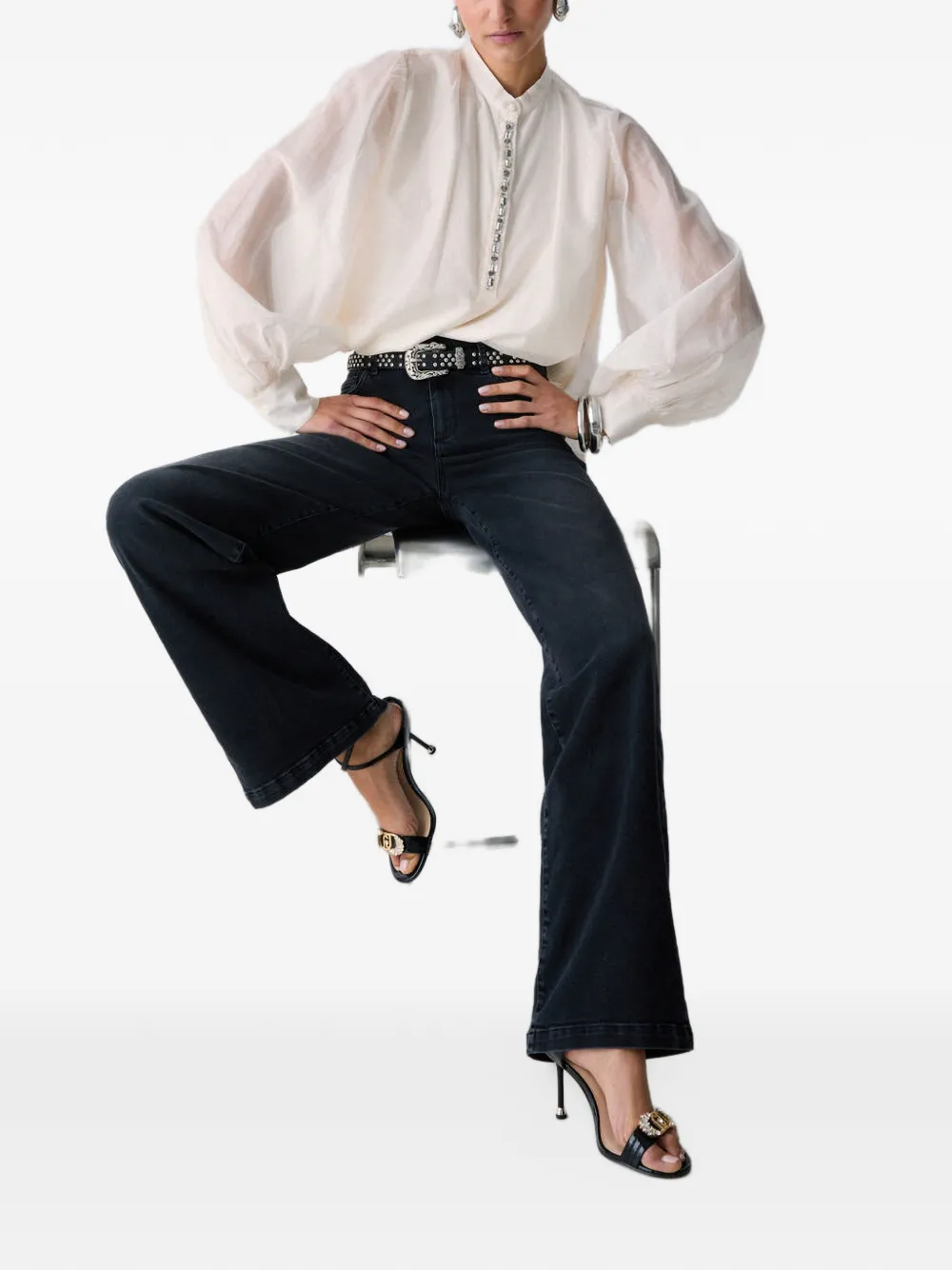 LIU JO Jeans met riemlussen en zak Zwart