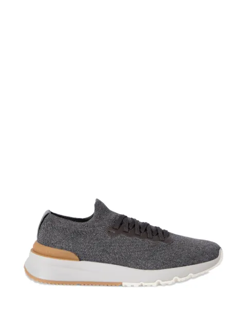Brunello Cucinelli cotton knit and semi-polished calfskin runners