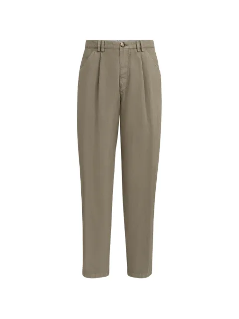 Brunello Cucinelli garment-dyed trousers in cotton and linen canvas with pleat
