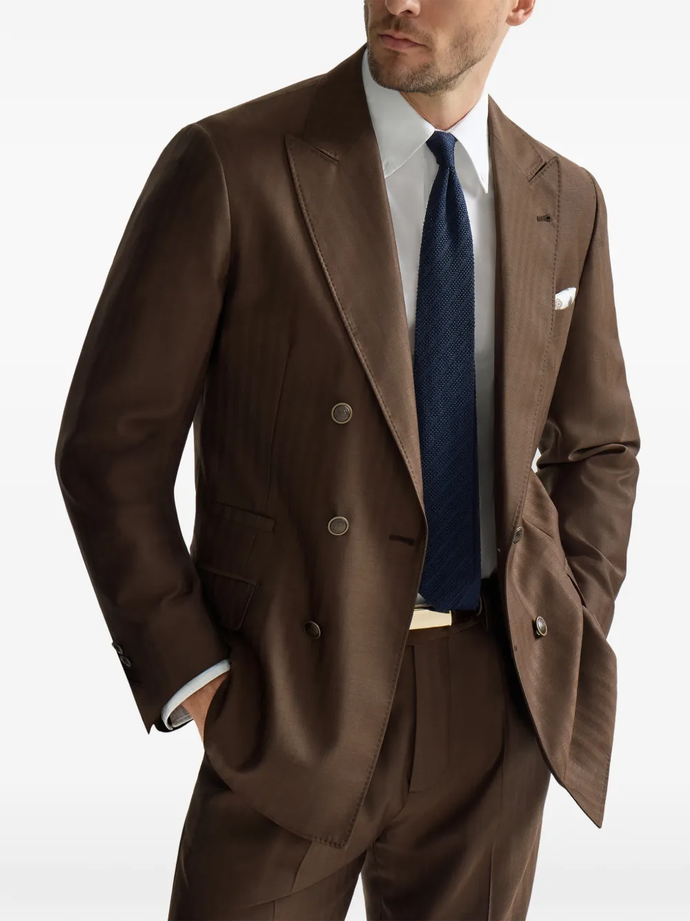 Brunello Cucinelli Gedeconstrueerde blazer van scheerwol en kasjmier Bruin
