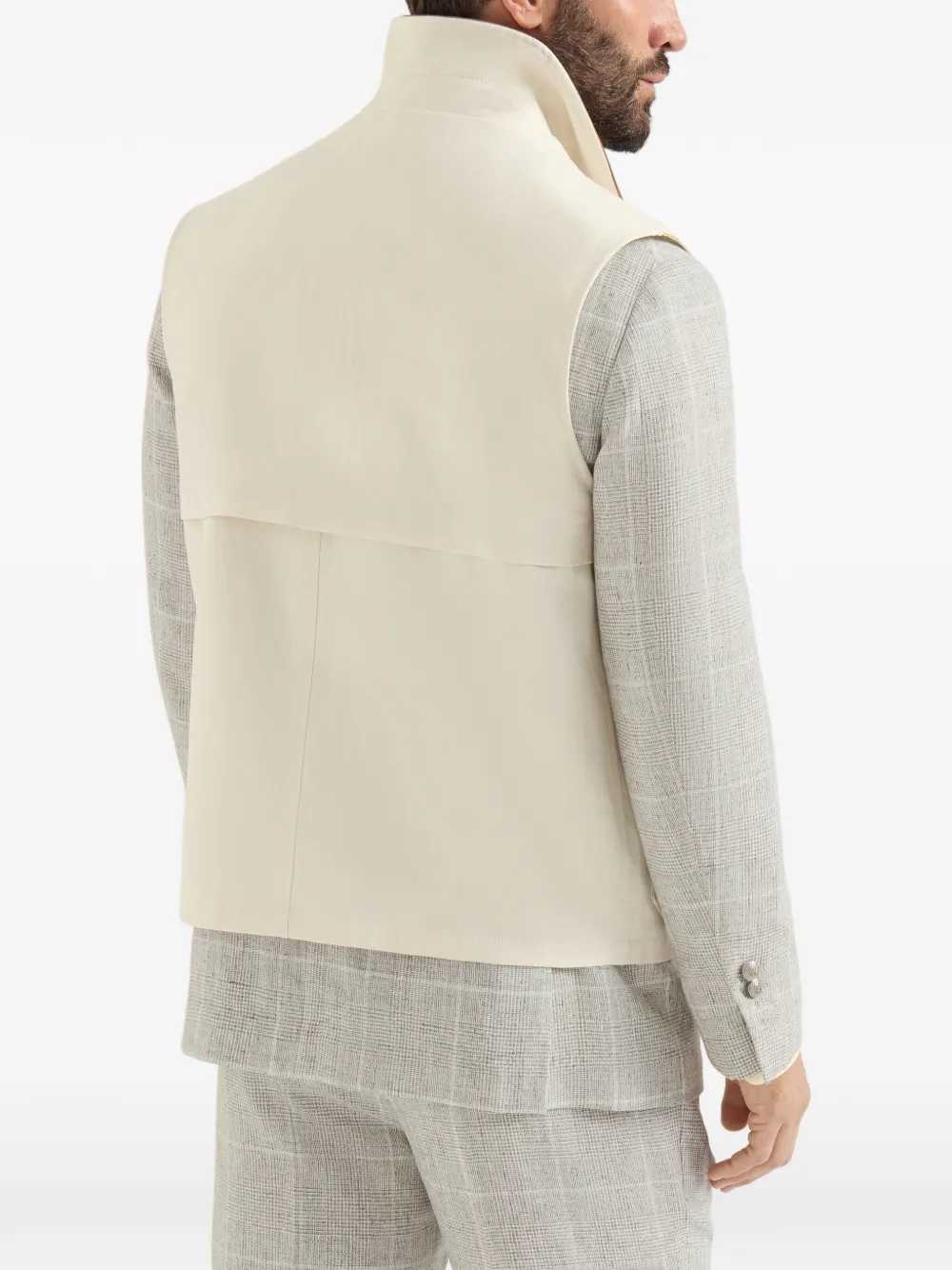 Brunello Cucinelli Katoenen en linnen canvas vest met suède inzetstukken en haakbevestiging Wit