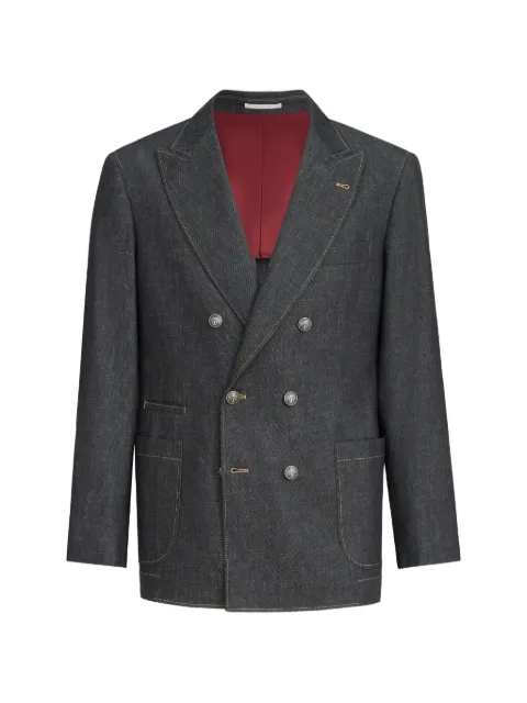Brunello Cucinelli blazer de mezclilla ligera con botones y bolsillos de parche