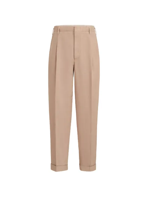 Brunello Cucinelli garment-dyed trousers in cotton and linen canvas with double pleats