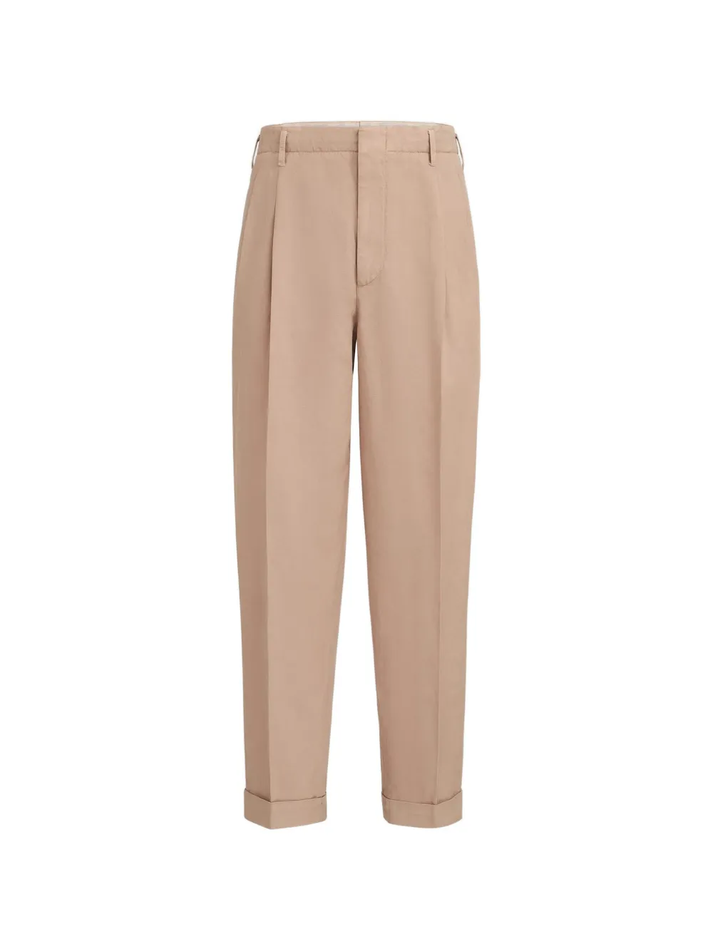 Brunello Cucinelli garment-dyed trousers in cotton and linen canvas with double pleats - Toni neutri