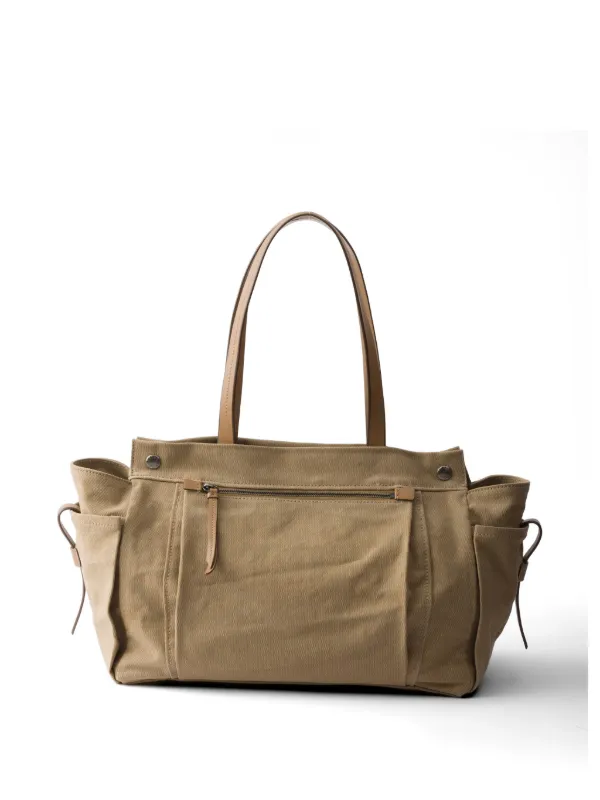 PRADA ブラウン系 キャンバス ハンドバッグ Prada ルート キャンバス＆レザー ハンドバッグ | ブラウン | FARFETCH JP