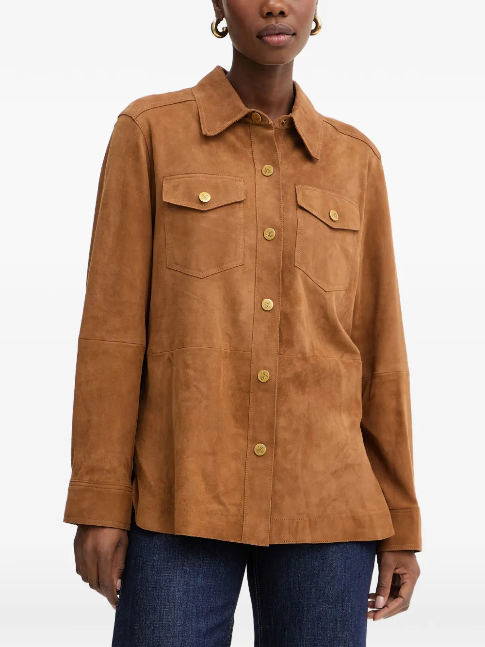 LUISA SPAGNOLI suede button-up shirt - Braun