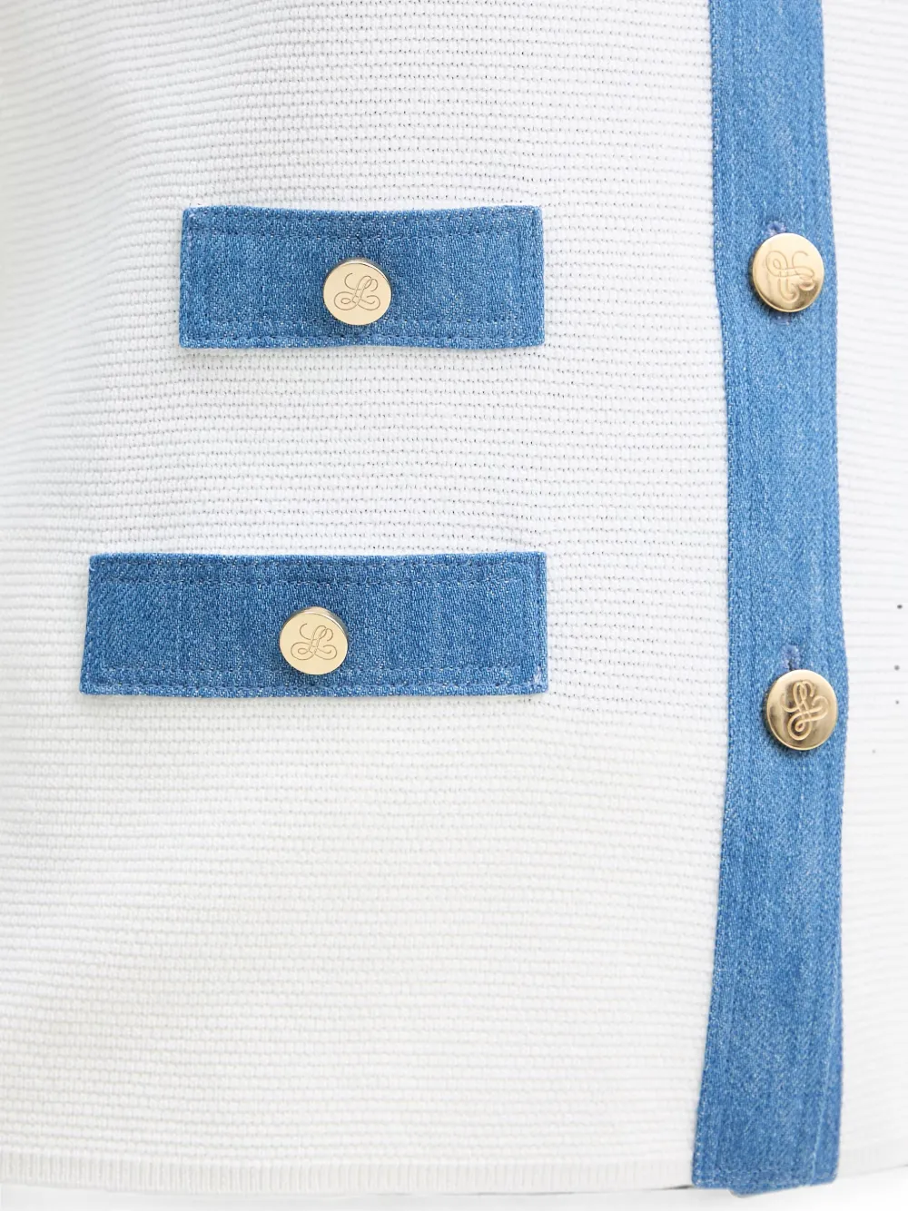 LUISA SPAGNOLI Capotreno vest met denim afwerking en knopen Wit