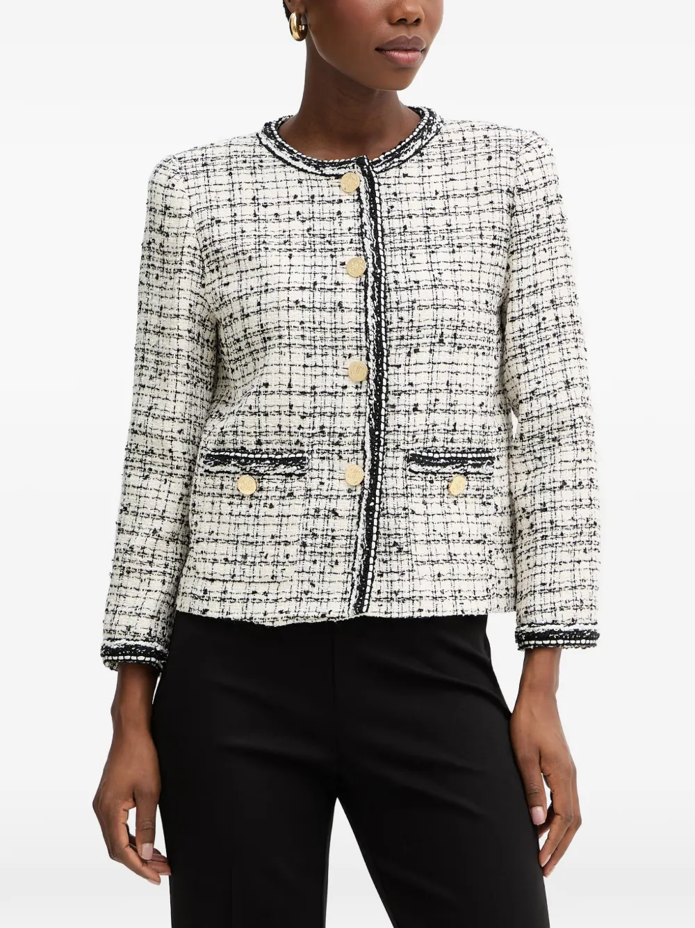 LUISA SPAGNOLI Vibio tweed button-up jacket - Nude