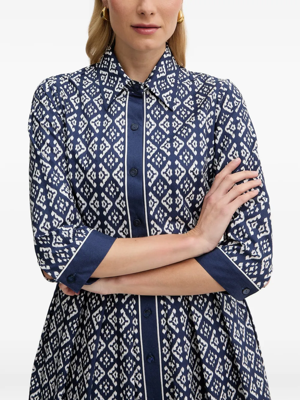 LUISA SPAGNOLI Pagliolo geometric-print shirt midi dress