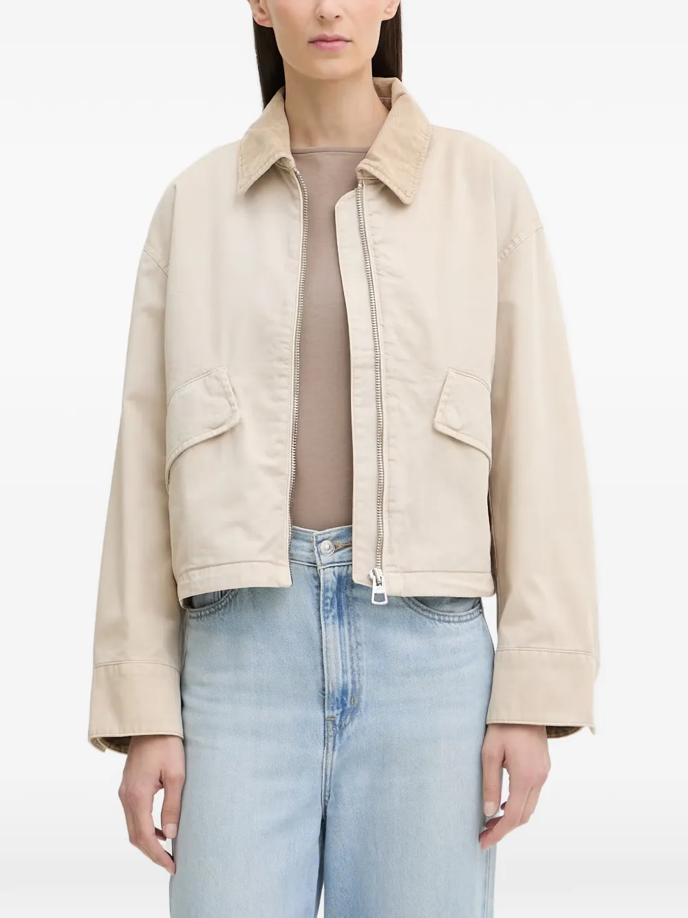 Marc O'Polo corduroy-collar zip-up jacket