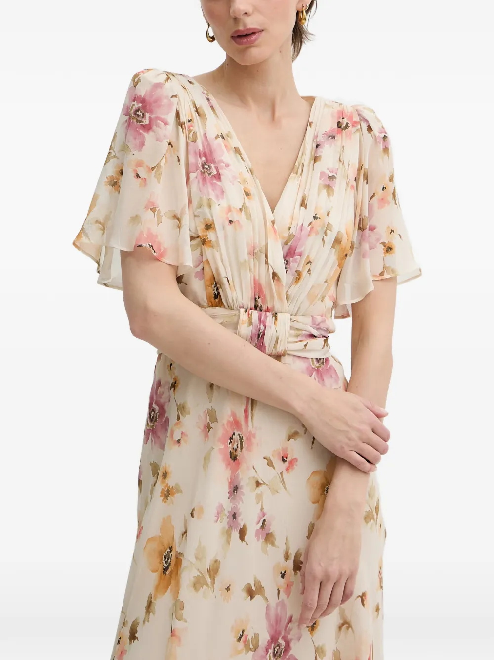 LUISA SPAGNOLI Panneggio floral-print pleated maxi dress